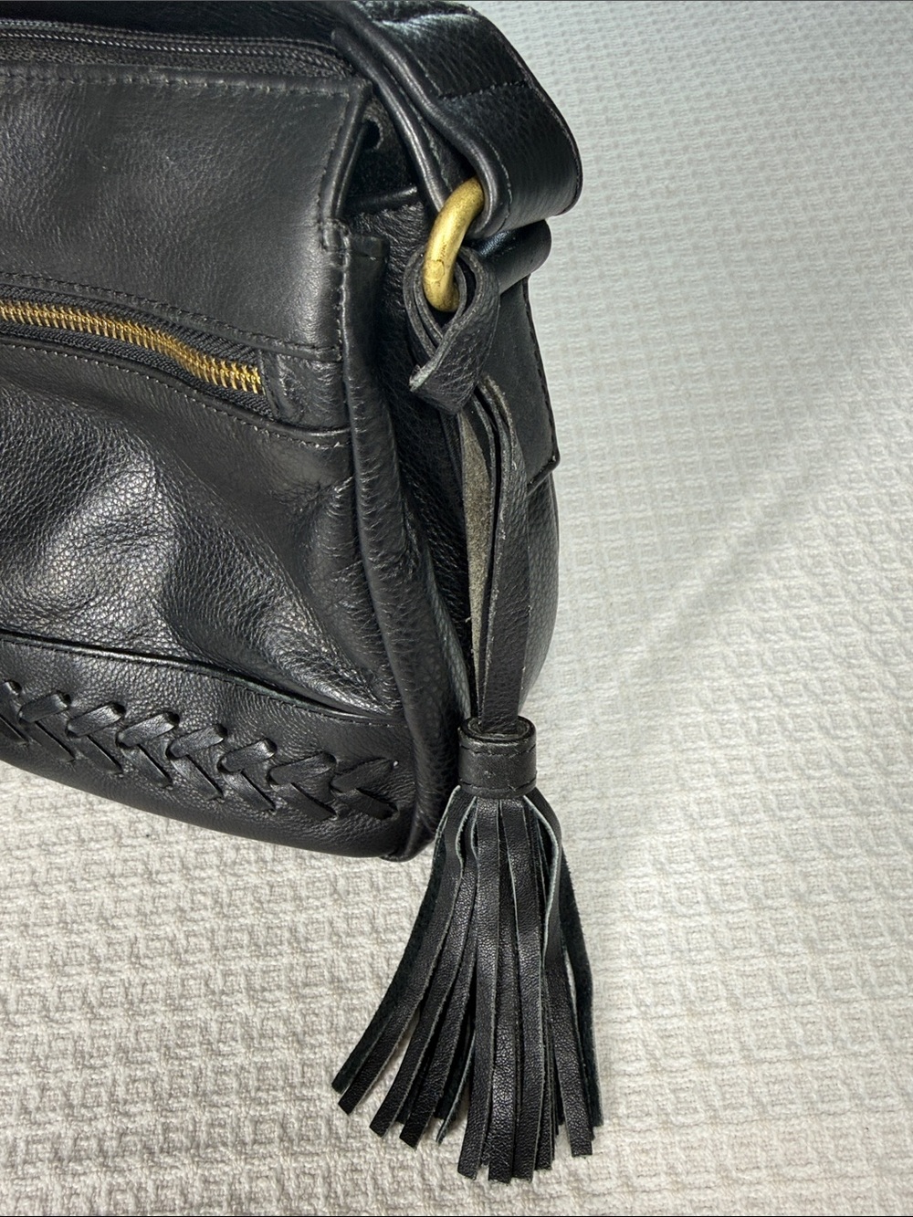 Great American Leather Works black leather crossbody shoulder bag western - Picture 4 of 16